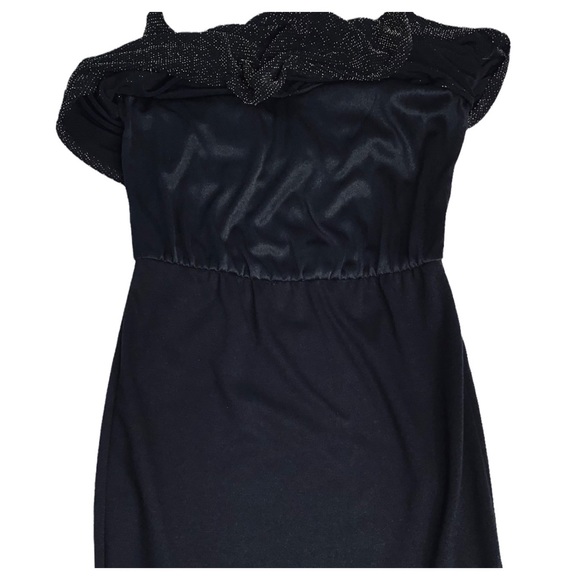 WET SEAL - Metallic Sparkle T-Bar Mini Dress Size S - Black with Gold Metallic - Picture 6 of 14